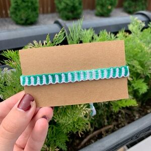 Ombre Green and White Vertical Wave Bracelet